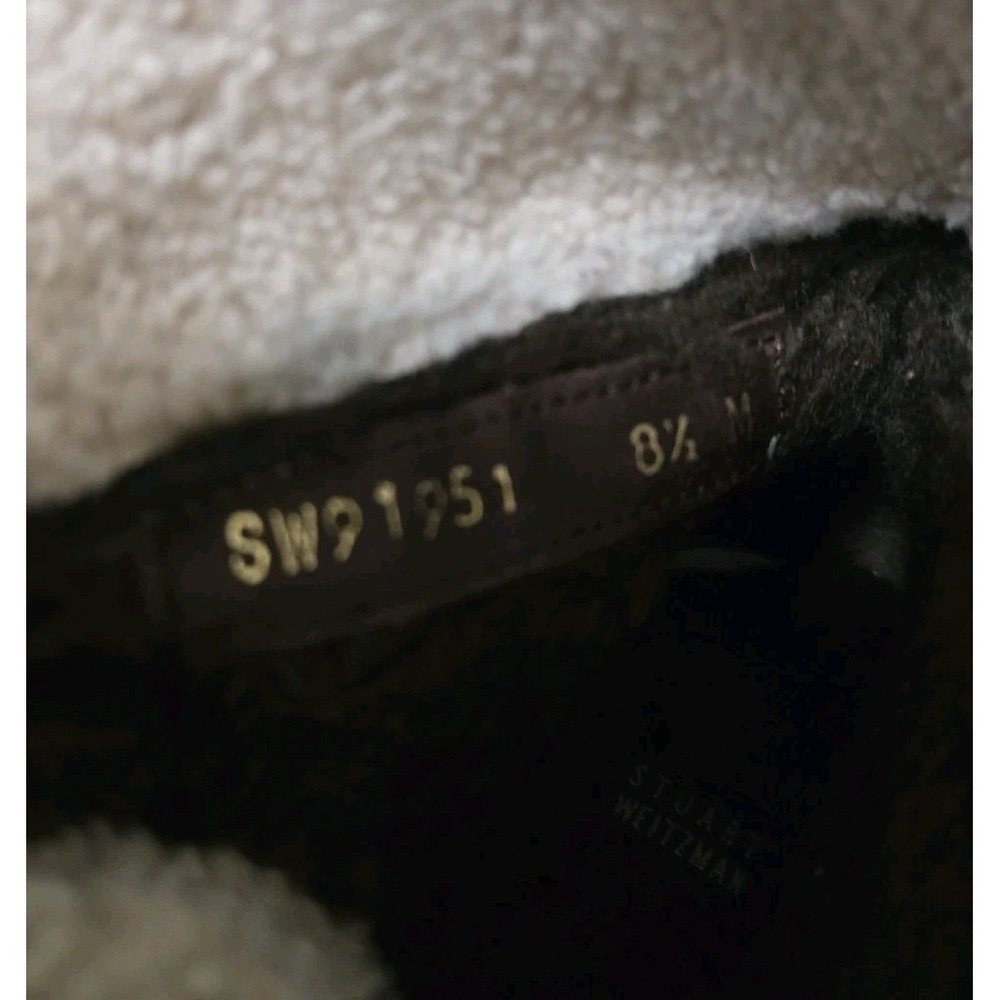 STUART WEITZMAN Ash Suede Faux Fur‎ Shearling Lace Up Boot Shoes Size 8.5 Combat - Picture 7 of 11